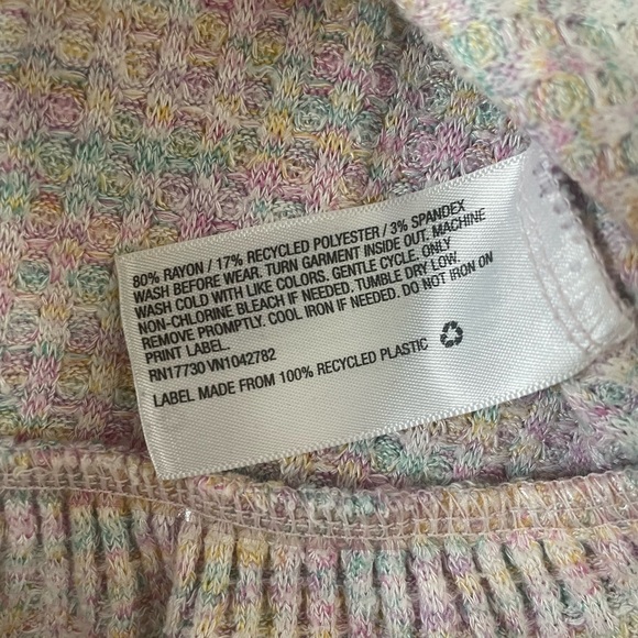 Cat & Jack Waffle Knit Top Girls 3T Pastel Peplum Long Sleeve - Picture 7 of 7